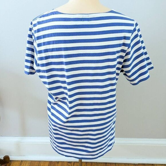 Gap Women's Blue and White Striped Short sleeve top - Picture 2 of 3